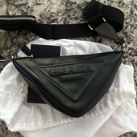 Prada Triangle Crossbody Leather Shoulder Bag - Picture 1 of 11